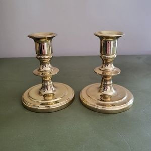 Pair Vintage Heavy brass candle stick holders